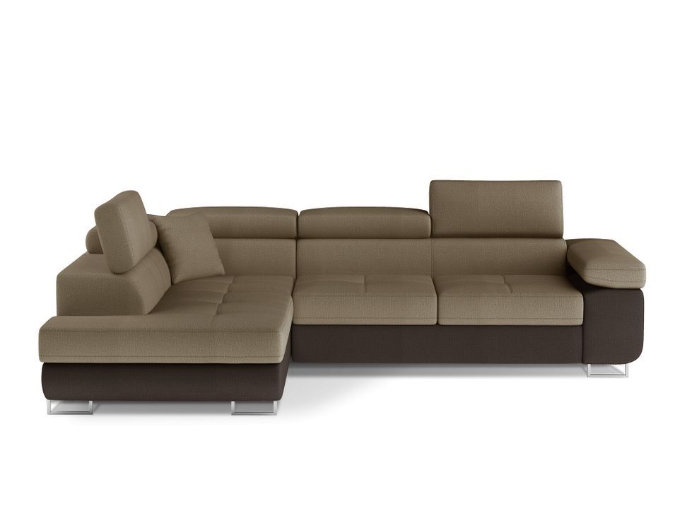 Canapé d’angle convertible MARKA en velours avec coffre et têtières réglables – 272 cm - Photo n°1