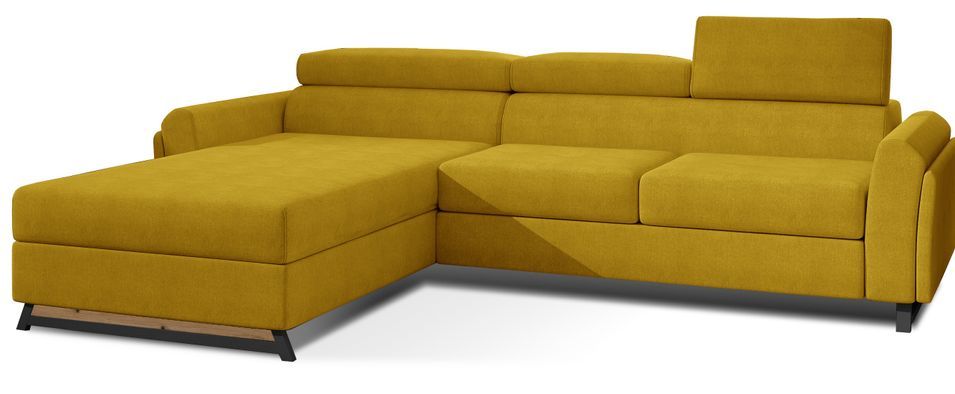 Canapé d’angle convertible MAZALI en tissu avec coffre et têtières réglables – 288 cm - Photo n°1