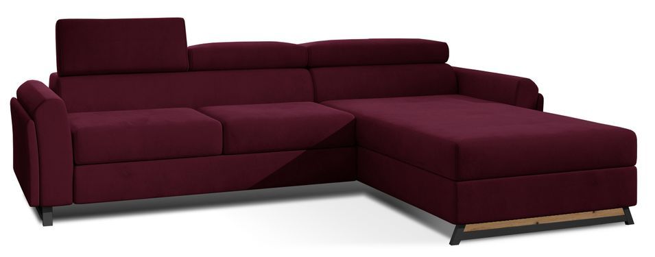 Canapé d’angle convertible MAZALI en velours avec coffre et têtières réglables – 288 cm - Photo n°1