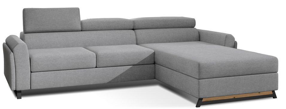 Canapé d’angle convertible MAZALI tissu- Appuis-tête réglables et rangement - Photo n°1