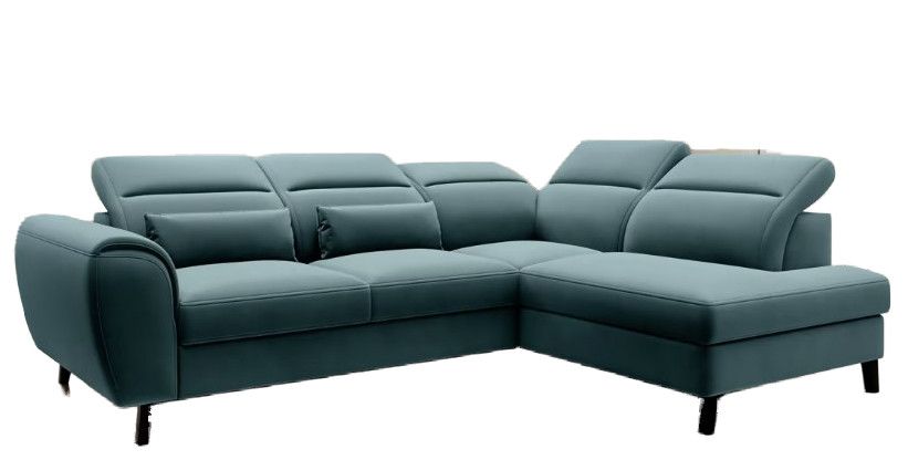 Canapé d’angle convertible NOBLESSE en velours avec coffre et pieds en bois noir – 265 cm - Photo n°1