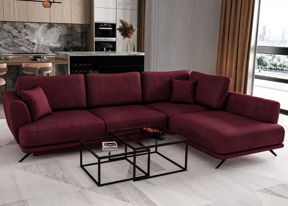 Canapé d'angle convertible SAVARY en velours avec coffre de rangement - 280 cm - Photo n°1