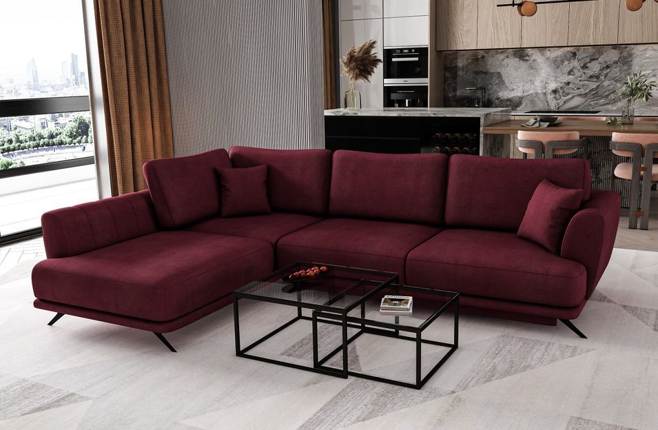 Canapé d'angle convertible SAVARY en velours avec coffre de rangement - 280 cm - Photo n°1