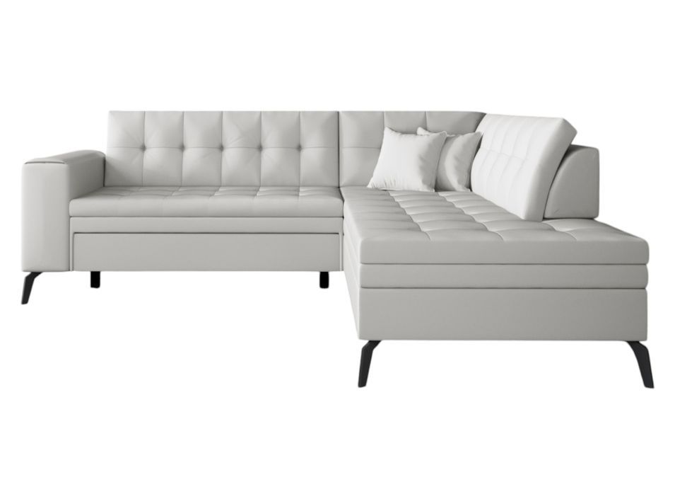 Canapé d'angle convertible simili cuir LARRY - Pieds acier noir - Photo n°1