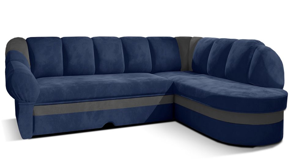 Canapé d'angle convertible SUNDY en velours avec coffre de rangement - 250 cm - Photo n°1
