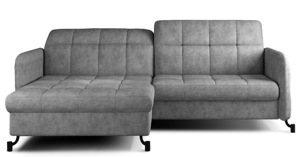 Canapé d'angle convertible tissu avec coffre de rangement LORI - Photo n°1