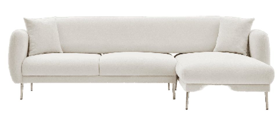 Canapé d'angle convertible tissu et pieds doré Birka 266 cm - Photo n°1