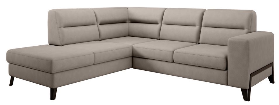 Canapé d'angle convertible tissu KAZAL - Dossiers réglables et pieds acier noir - Photo n°1