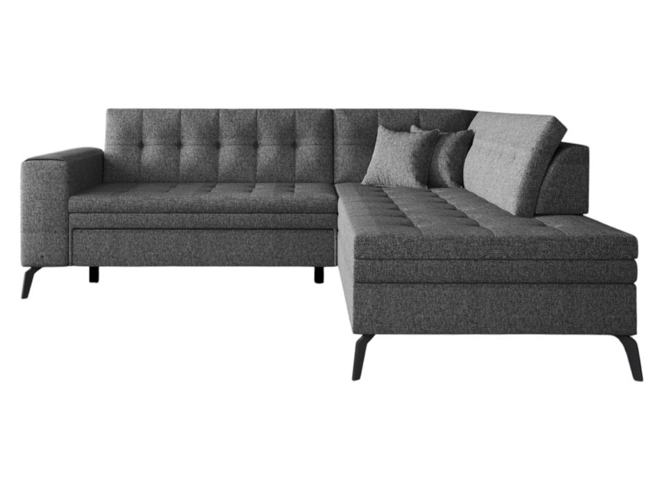 Canapé d'angle convertible tissu LARRY - Pieds acier noir - Photo n°1