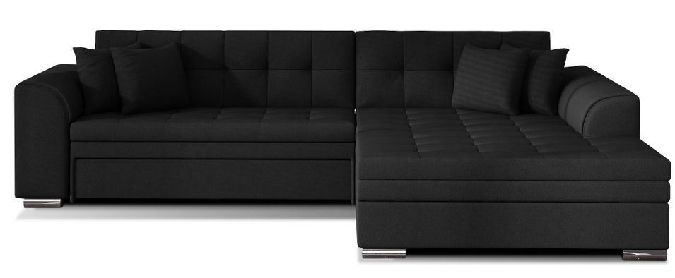 Canapé d'angle convertible tissu LOOKA - Pieds métal chromé - Photo n°1