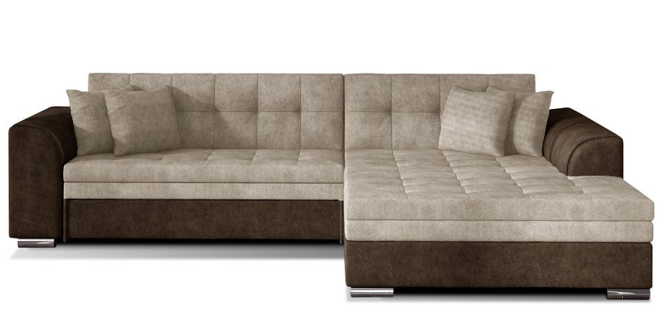 Canapé d'angle convertible tissu LOOKA - Pieds métal chromé - Photo n°1