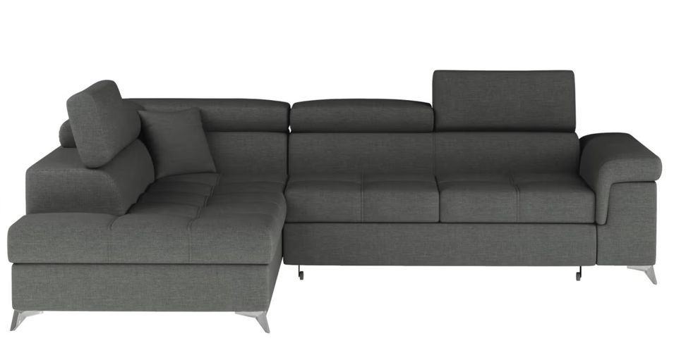 Canapé d'angle convertible tissu MARIDO - Coffre et appuis-tête réglables - Photo n°1
