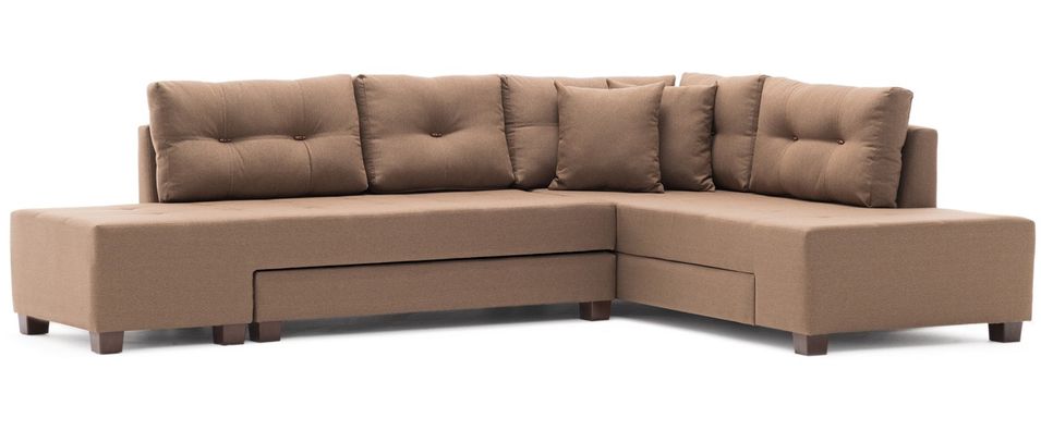 Canapé d'angle convertible tissu marron Divona 282 cm - Photo n°1