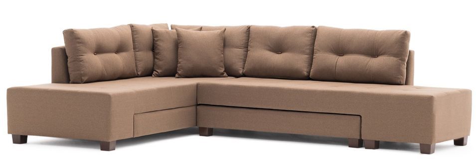 Canapé d'angle convertible tissu marron Divona 282 cm - Photo n°1