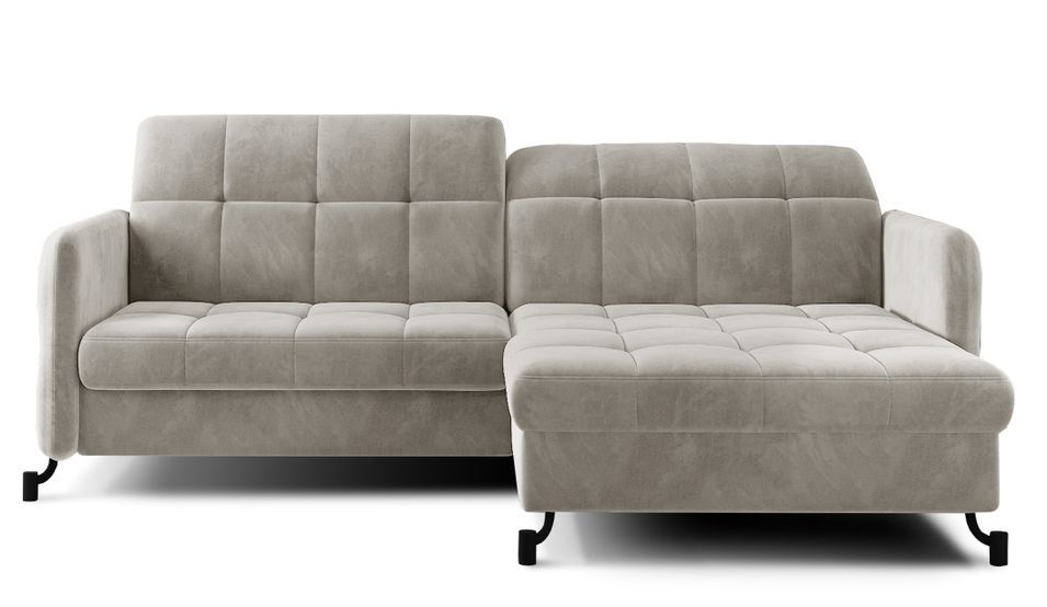 Canapé d'angle convertible velours avec coffre de rangement LORI - Photo n°1