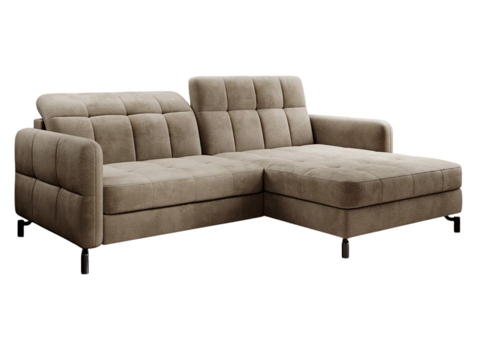Canapé d'angle convertible velours avec coffre de rangement LORI - Photo n°1
