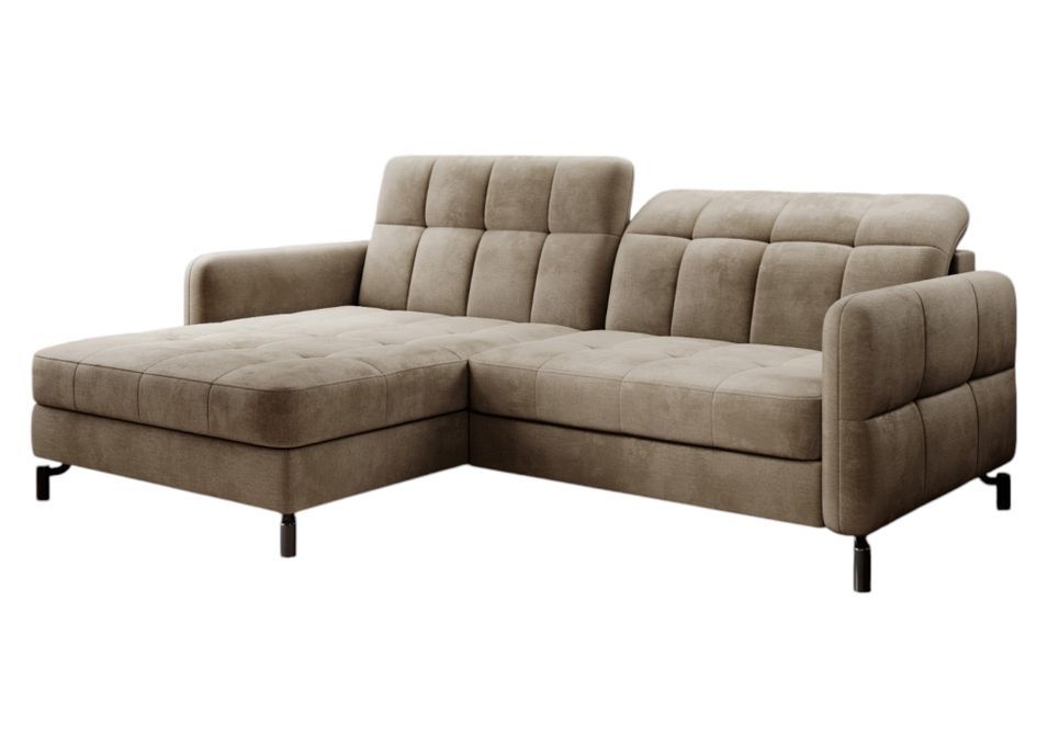 Canapé d'angle convertible velours avec coffre de rangement LORI - Photo n°1