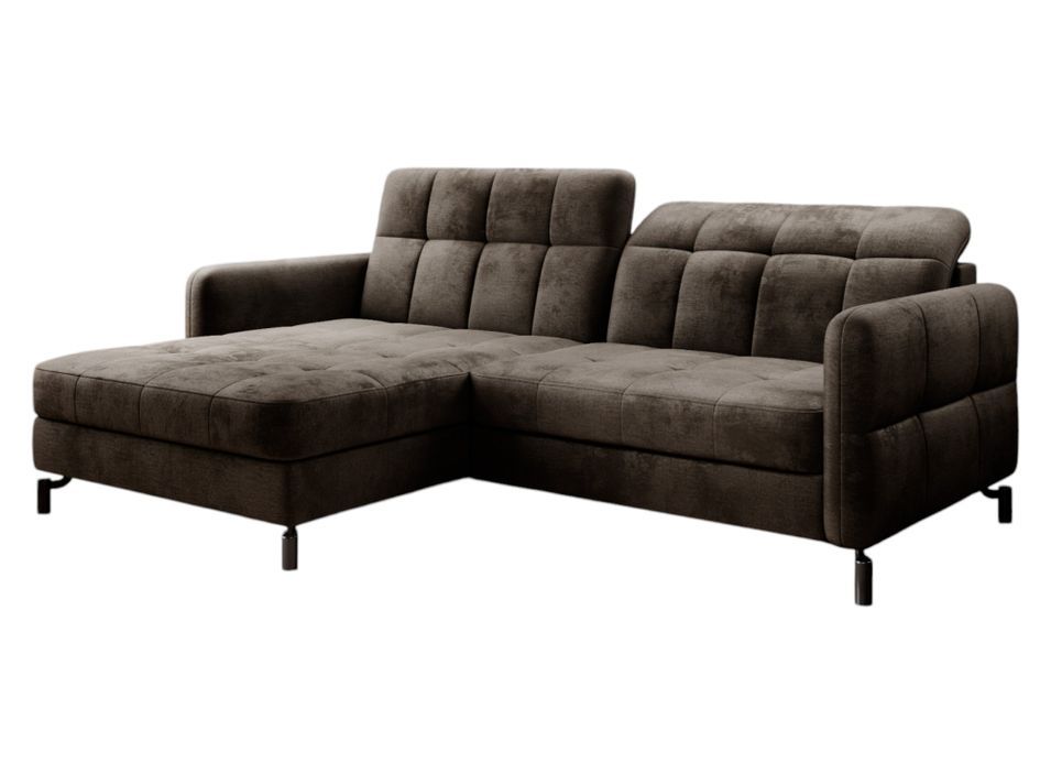 Canapé d'angle convertible velours avec coffre de rangement LORI - Photo n°1