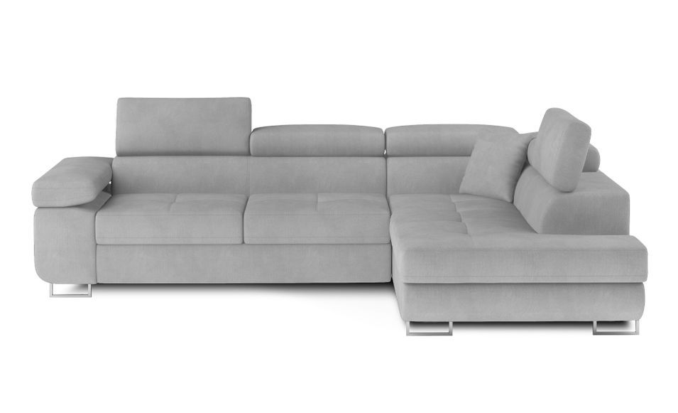 Canapé d'angle convertible velours MARKA - Coffre et appuis-tête réglables - Photo n°1