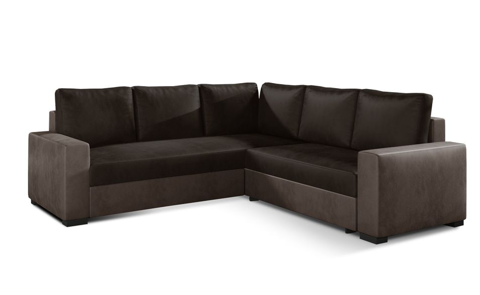 Canapé d'angle convertible velours marron foncé Travor 235 cm - Photo n°1