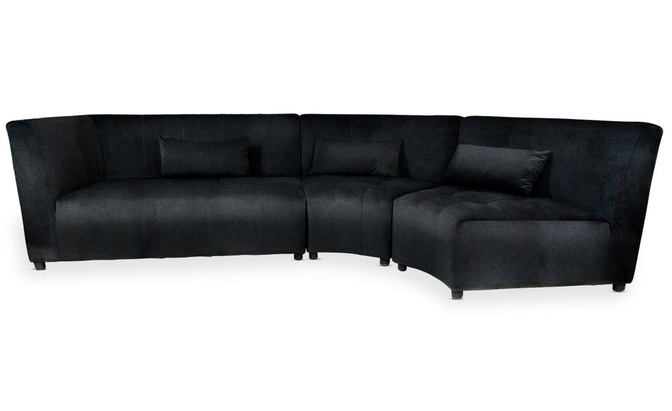 Canapé d'angle droit 5 places simili cuir noir Mojo L 280 cm - Photo n°1