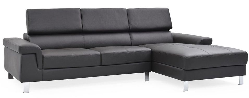 Canapé d'angle droit en cuir noir Vixen - Photo n°1