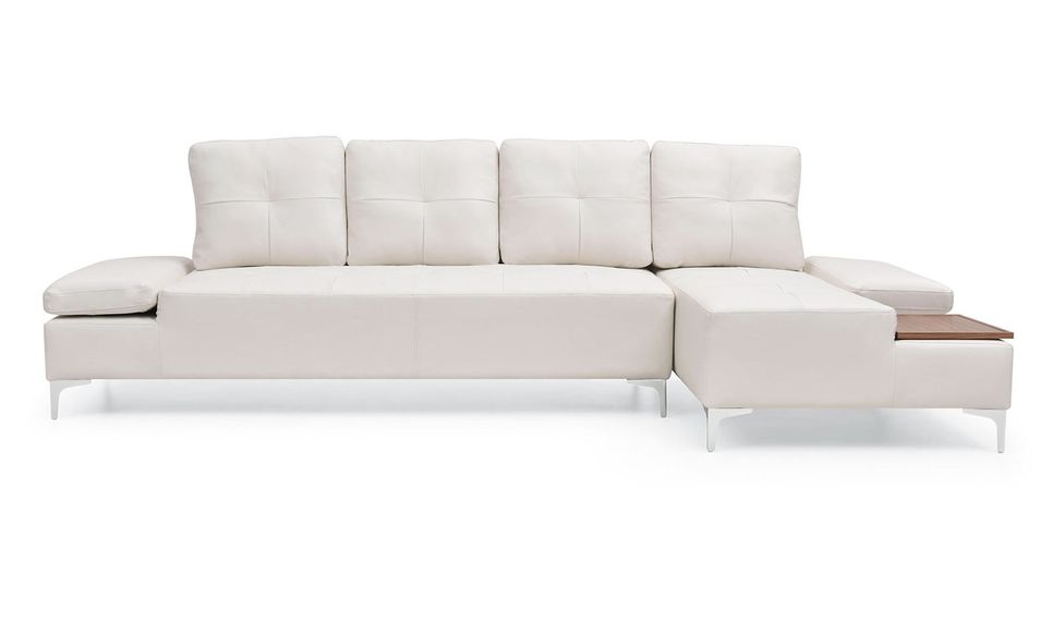 Canapé d'angle droit simili cuir blanc Tulsa - Photo n°1