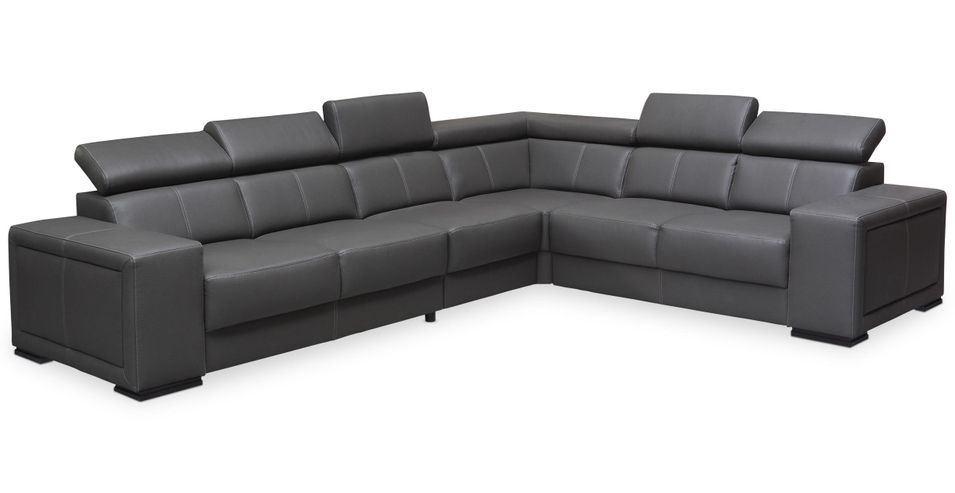 Canapé d'angle droit simili cuir gris Arosa 320 cm - Photo n°1