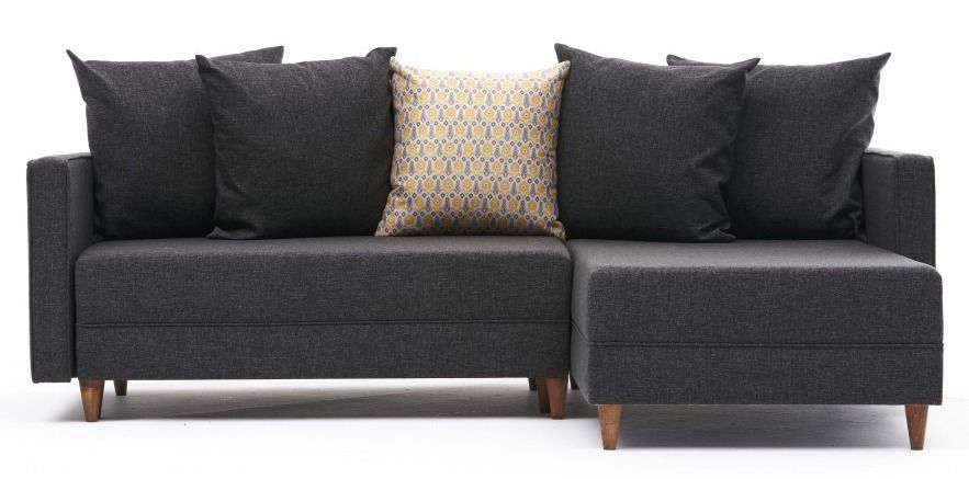 Canapé d'angle droit tissu anthracite Klina 215 cm - Photo n°1
