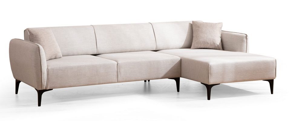 Canapé d'angle droit tissu beige clair Bellano 270 cm - Photo n°1