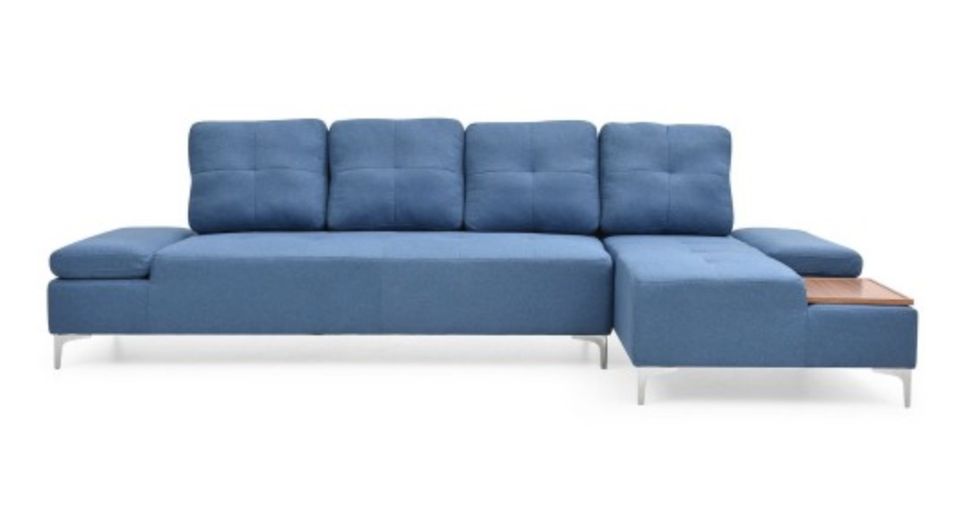 Canapé d'angle droit tissu bleu Tulsa - Photo n°1