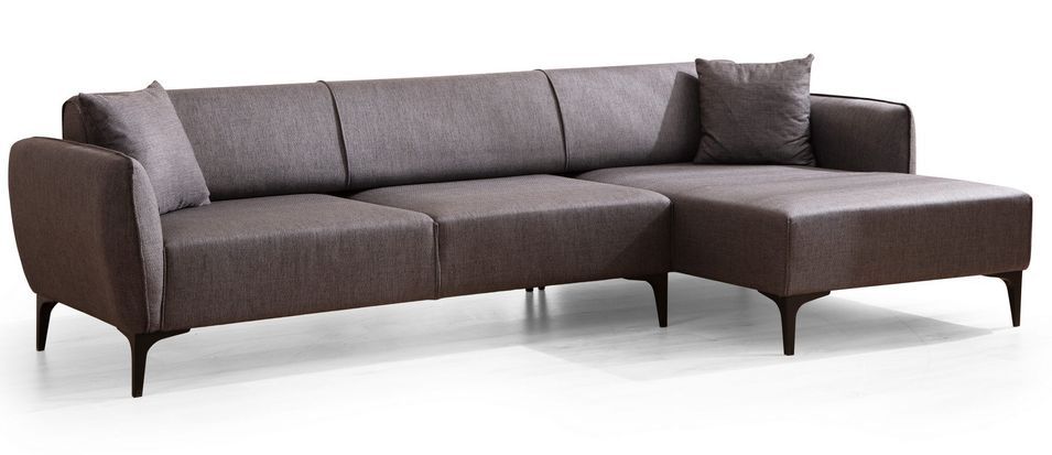 Canapé d'angle droit tissu gris foncé Bellano 270 cm - Photo n°1