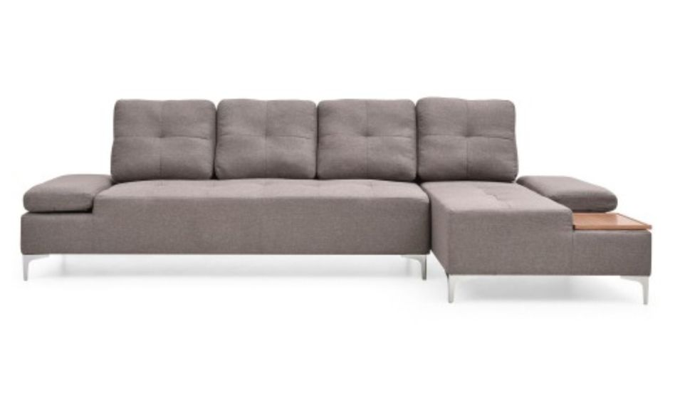 Canapé d'angle droit tissu marron Tulsa - Photo n°1