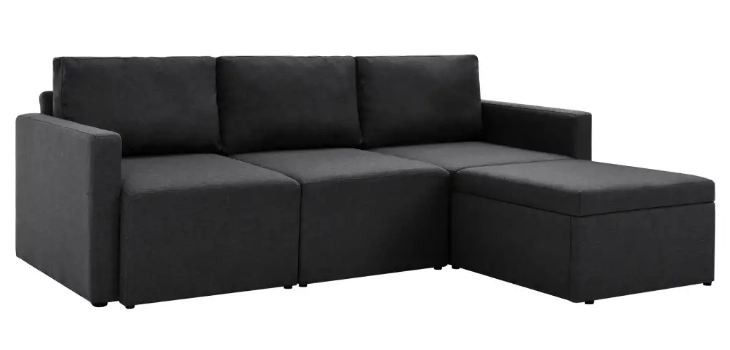 Canapé d'angle extensible et convertible tissu gris foncé Karen - Photo n°1