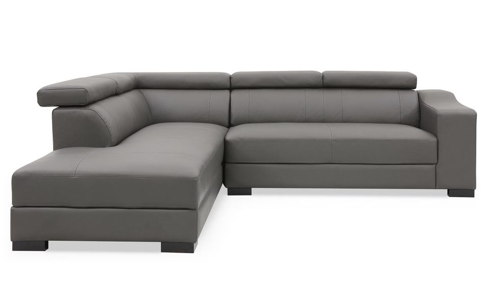 Canapé d'angle gauche 5 places cuir gris Ozen - Photo n°1