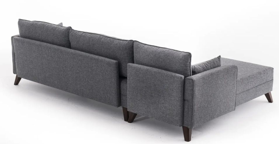 Canapé d'angle gauche 5 places tissu gris Kandy 275 cm - Photo n°1