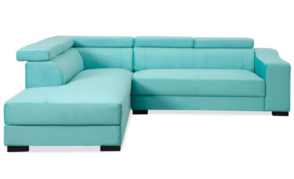 Canapé d'angle gauche 5 places velours vert Ozen - Photo n°1