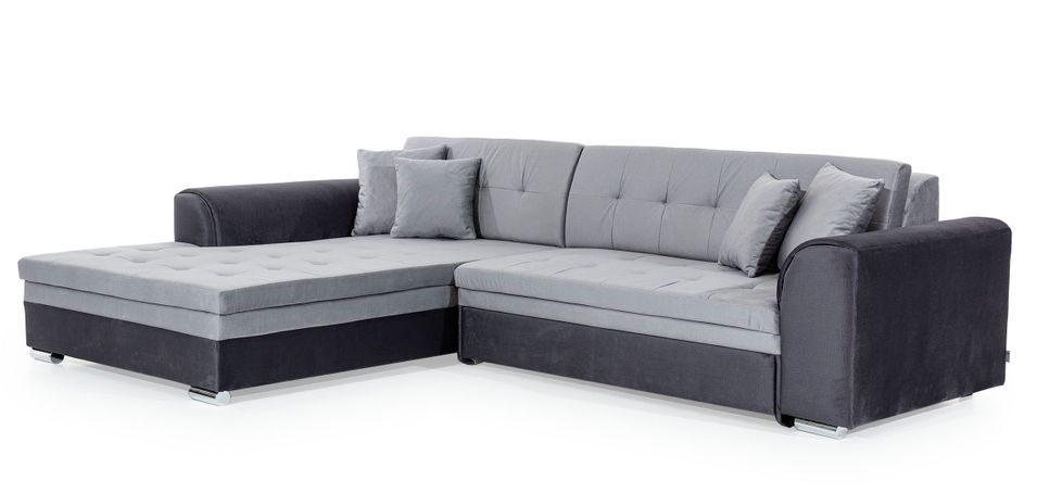 Canapé d'angle gauche convertible 5 places simili blanc Looka 295 cm - Photo n°5