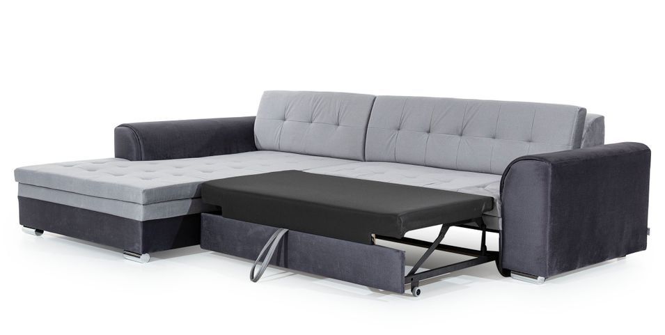 Canapé d'angle gauche convertible 5 places simili blanc Looka 295 cm - Photo n°6