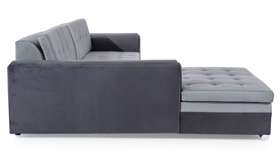 Canapé d'angle gauche convertible 5 places simili blanc Looka 295 cm - Photo n°8