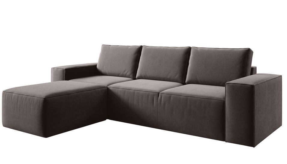 Canapé d'angle gauche convertible moderne tissu marron Willace 302 cm - Photo n°1