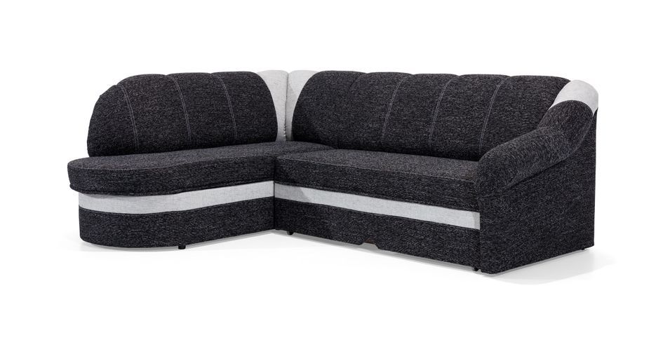 Canapé d'angle gauche convertible tissu rouge et noir Sundy 250 cm - Photo n°12