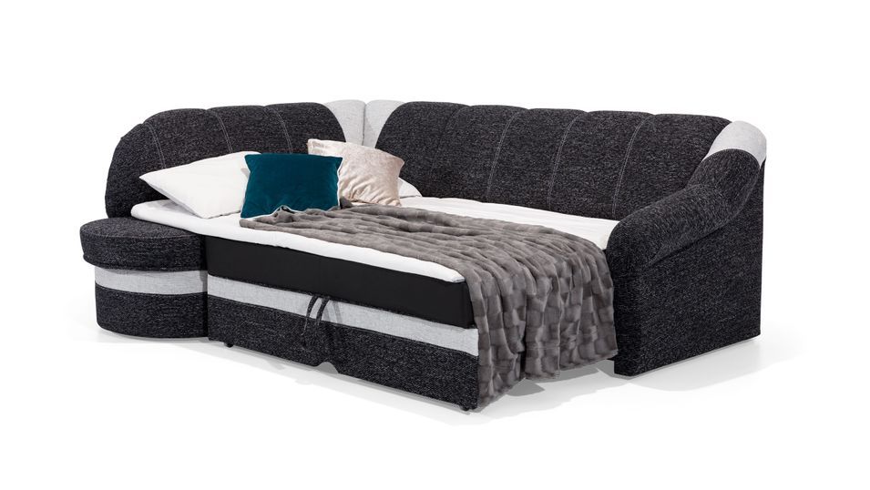 Canapé d'angle gauche convertible tissu rouge et noir Sundy 250 cm - Photo n°14