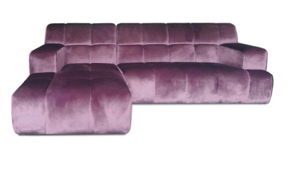 Canapé d'angle gauche matelassé velours violet Kozie - Photo n°1