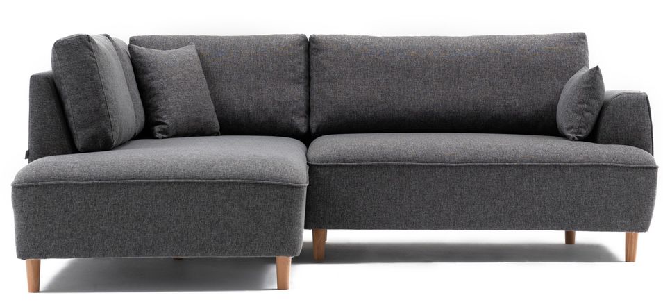 Canapé d'angle gauche tissu anthracite Akena 236 cm - Photo n°1