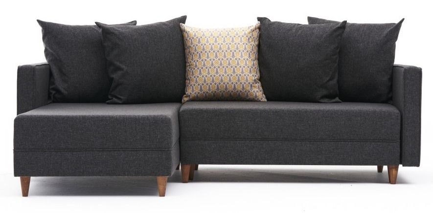 Canapé d'angle gauche tissu anthracite Klina 215 cm - Photo n°1