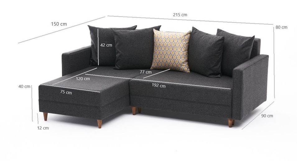 Canapé d'angle gauche tissu anthracite Klina 215 cm - Photo n°7