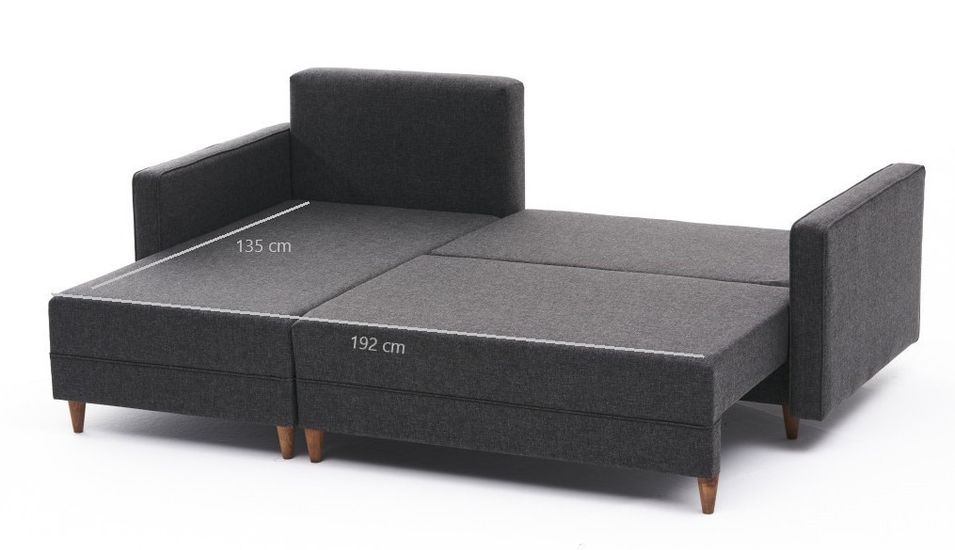 Canapé d'angle gauche tissu anthracite Klina 215 cm - Photo n°8