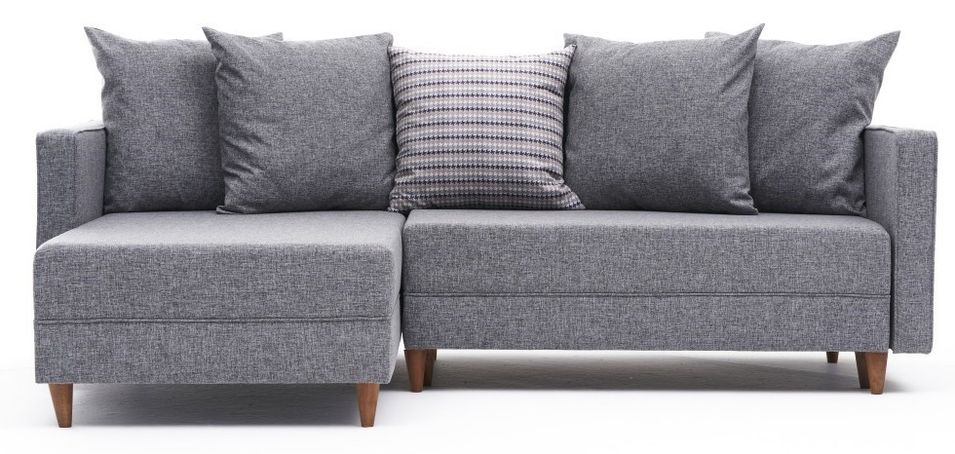 Canapé d'angle gauche tissu gris clair Klina 215 cm - Photo n°1