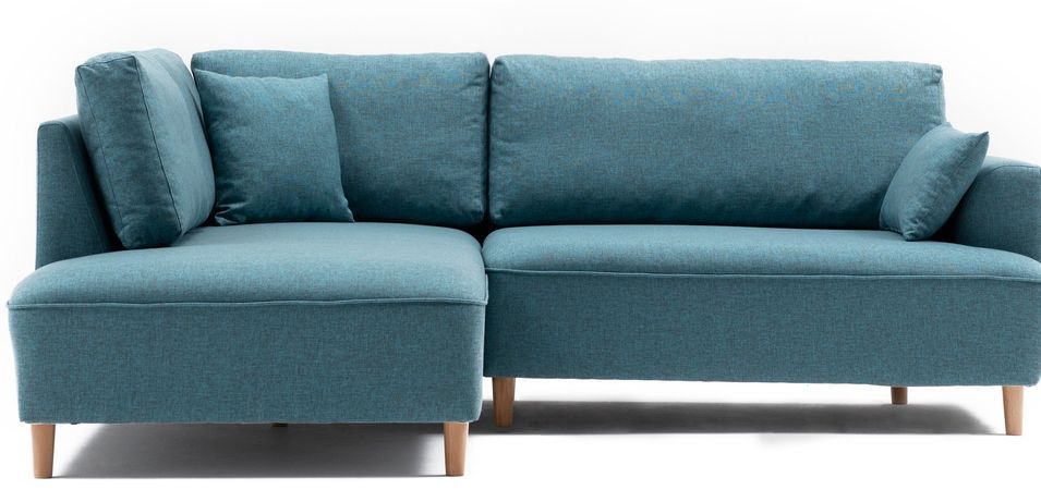 Canapé d'angle gauche tissu turquoise Akena 236 cm - Photo n°1